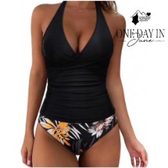 Suuksess Cross Front Halter Tankini Swimsuit Size XL - Picture 1 of 5